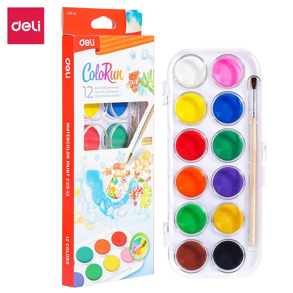 830-20-Deli Water Color CAKE 12 Colors